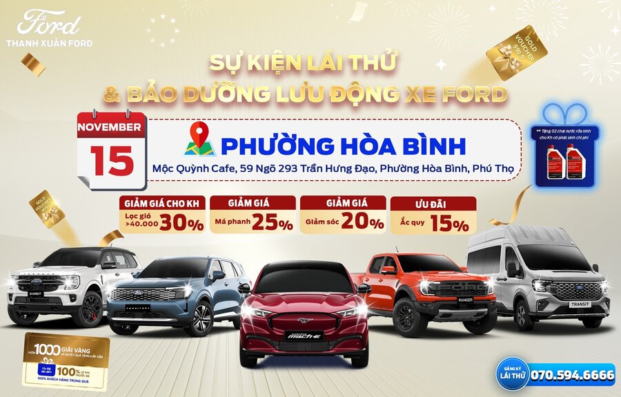 SỰ KIỆN LÁI THỬ & BẢO DƯỠNG LƯU ĐỘNG XE FORD TẠI PHƯỜNG HÒA BÌNH